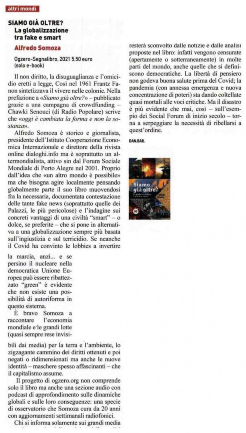 Daniele Barbieri parla di Siamo già oltre? di Alfredo Somoza