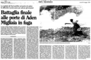 Saleh assedia Aden e impone il nuovo corso. Il reportage de “l'Unità” il 9 maggio 1994